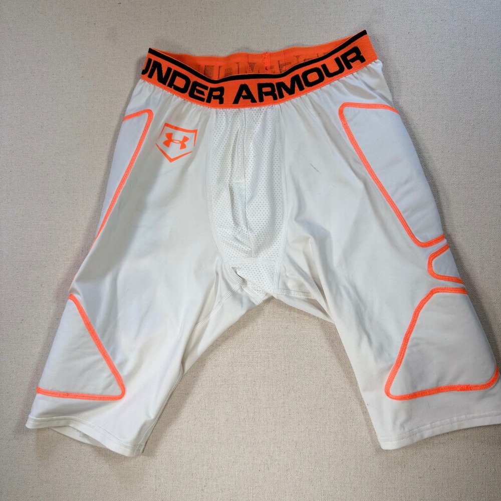 Under Armour Men's Med HeatGear Baseball Padded Sliding Shorts Cup Pocket White